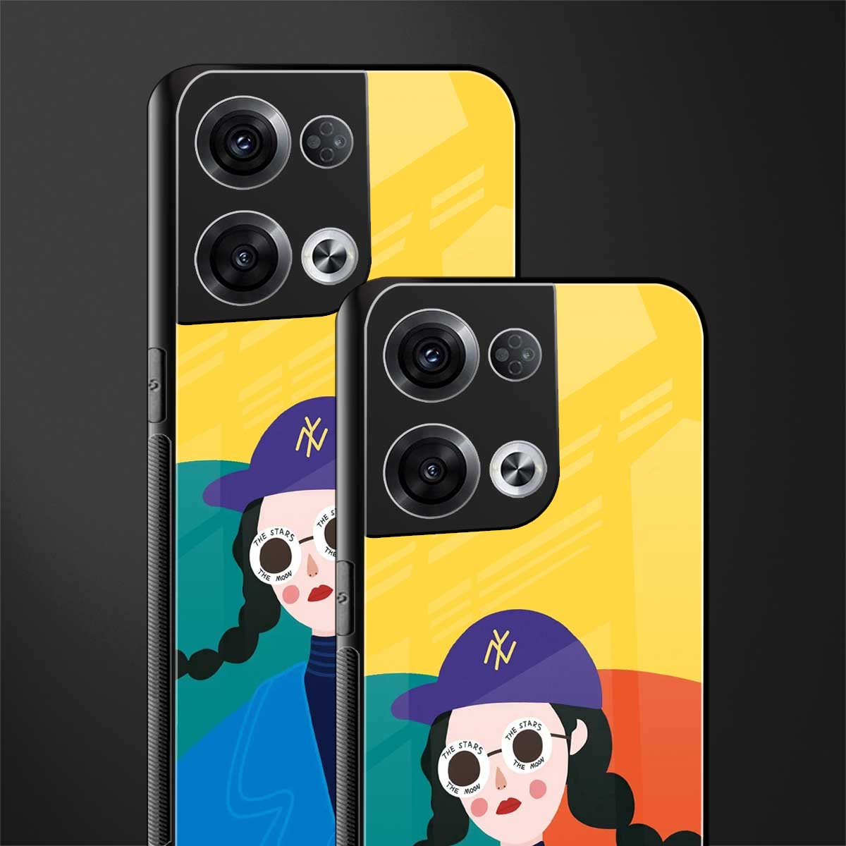 psychedelic chic back phone cover | glass case for oppo reno 8 pro