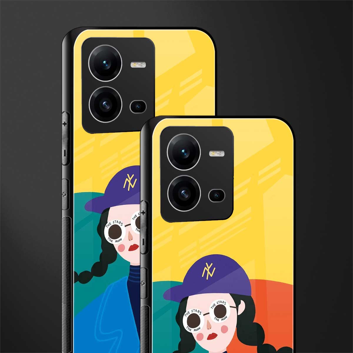 psychedelic chic back phone cover | glass case for vivo v25-5g