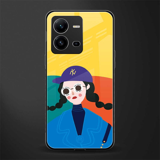 psychedelic chic back phone cover | glass case for vivo v25-5g