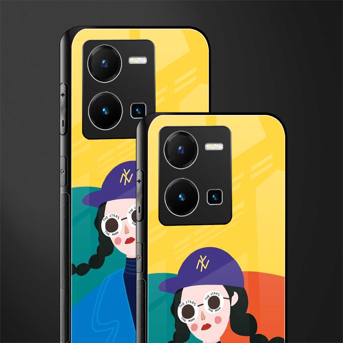 psychedelic chic back phone cover | glass case for vivo y35 4g