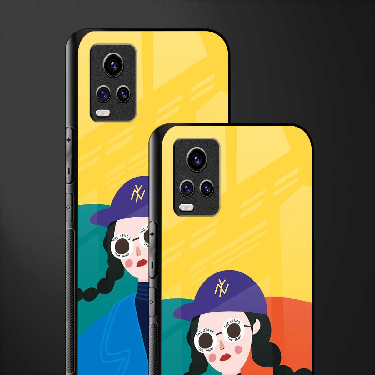 psychedelic chic back phone cover | glass case for vivo v21e 4g