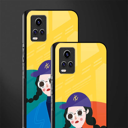 psychedelic chic back phone cover | glass case for vivo v21e 4g