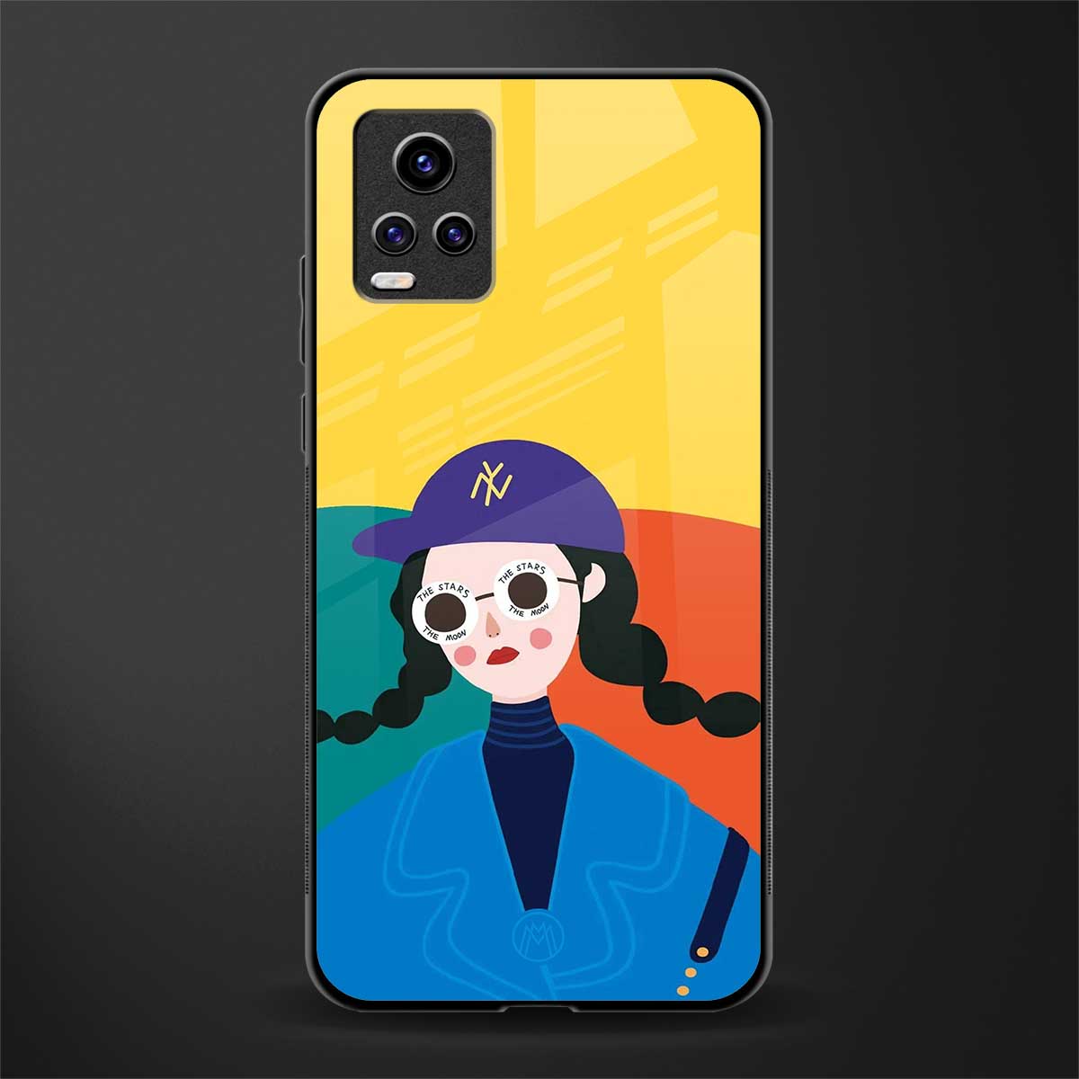 psychedelic chic back phone cover | glass case for vivo v21e 4g