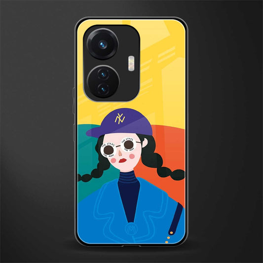 psychedelic chic back phone cover | glass case for vivo t1 44w 4g