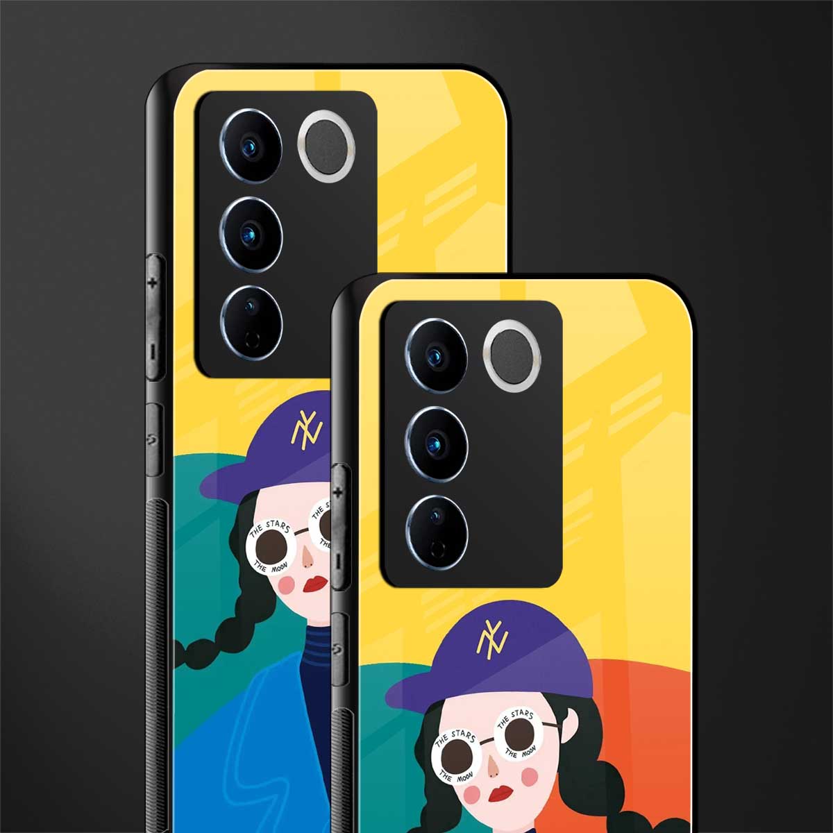 psychedelic chic back phone cover | glass case for vivo v27 pro 5g