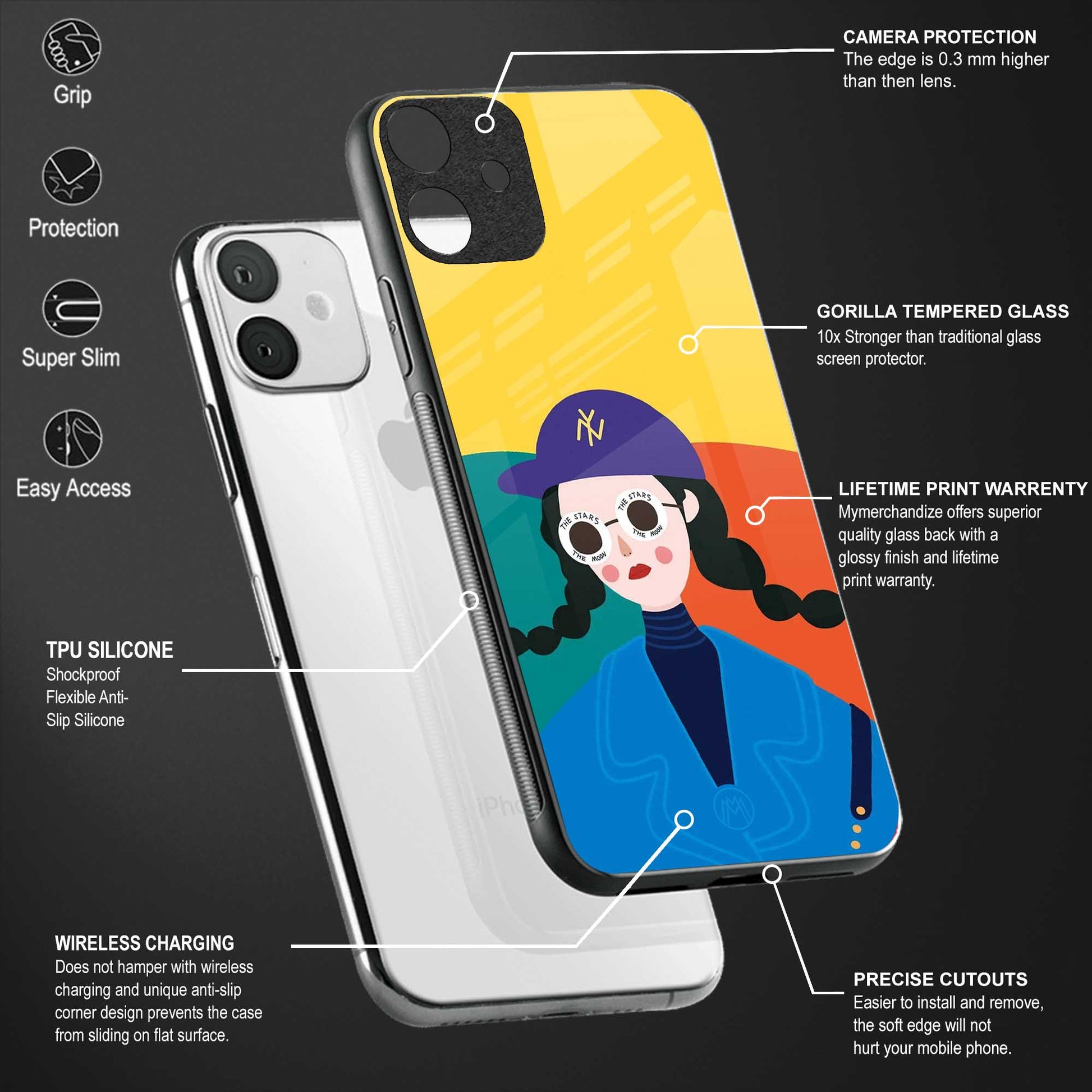 psychedelic chic back phone cover | glass case for samsun galaxy a24 4g