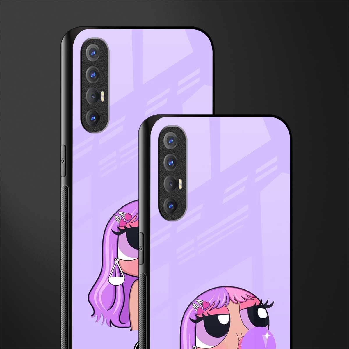 purple chic powerpuff girls glass case for oppo reno 3 pro image-2