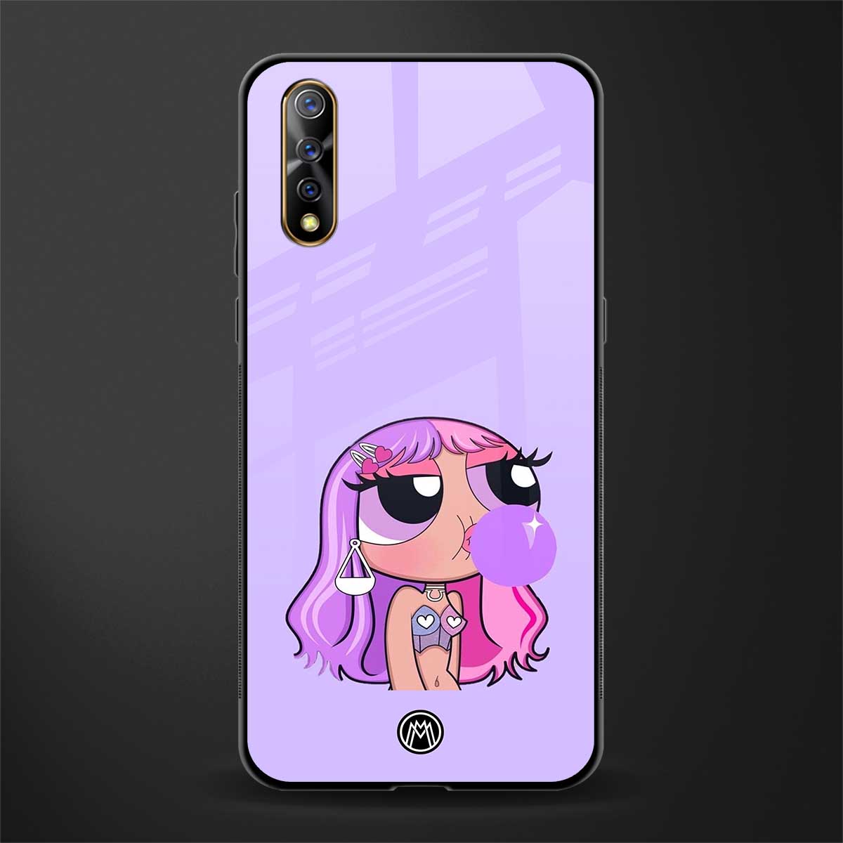 purple chic powerpuff girls glass case for vivo s1 image