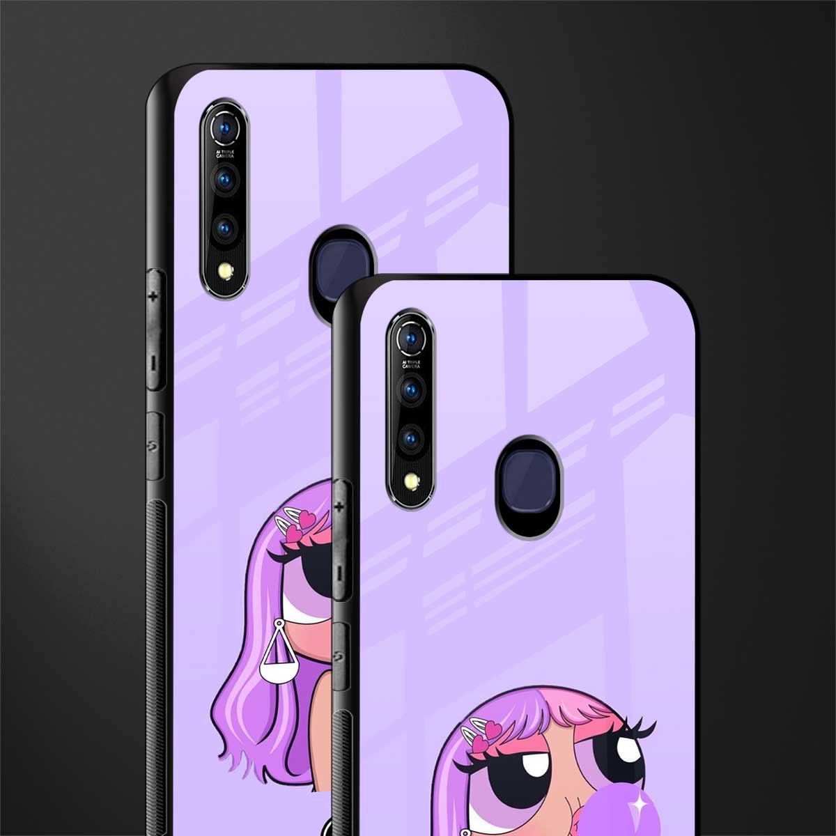 purple chic powerpuff girls glass case for vivo z1 pro image-2