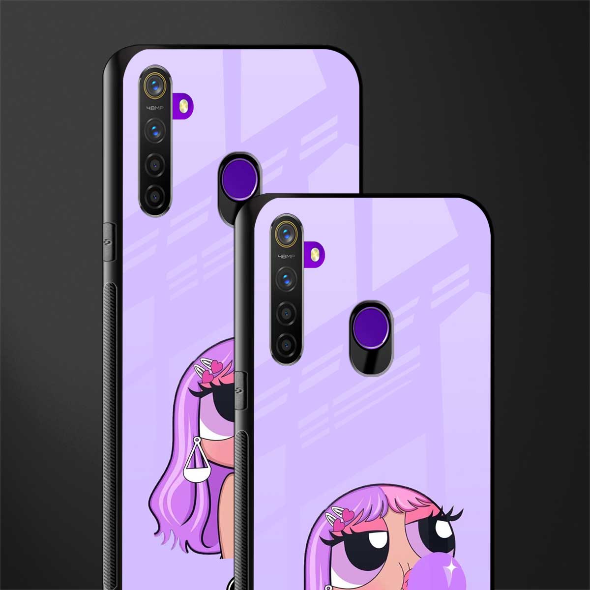 purple chic powerpuff girls glass case for realme 5 pro image-2