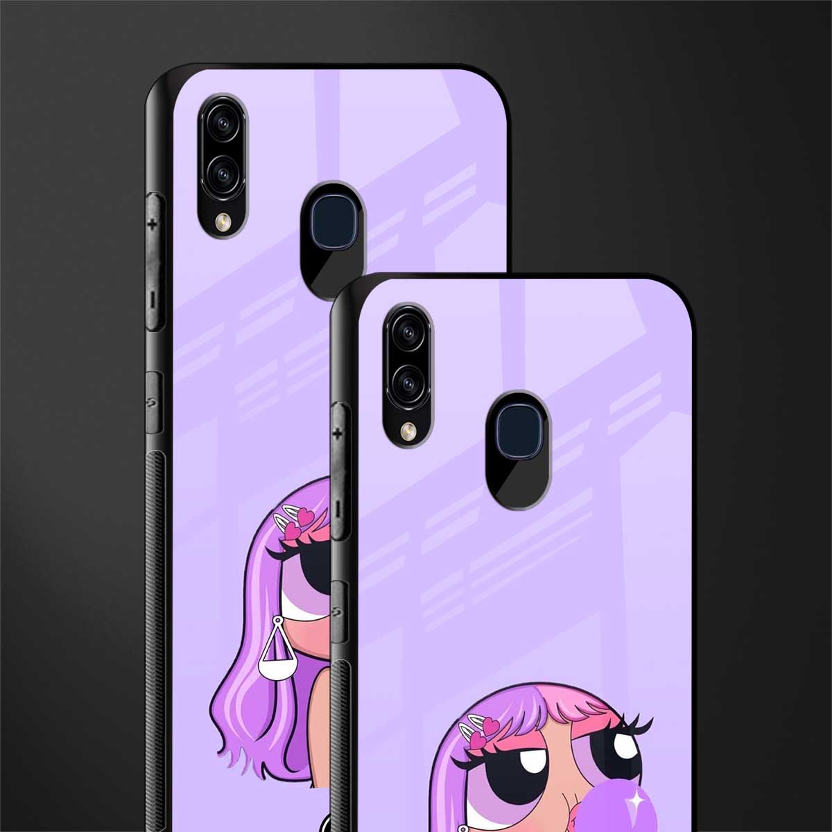 purple chic powerpuff girls glass case for samsung galaxy m10s image-2