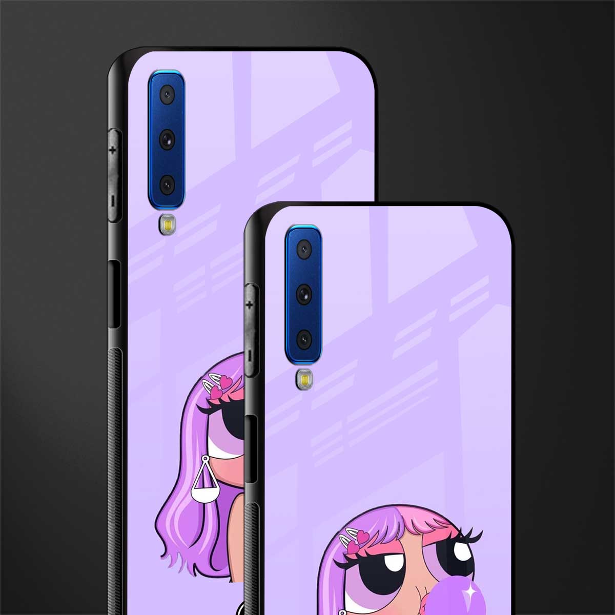 purple chic powerpuff girls glass case for samsung galaxy a7 2018 image-2