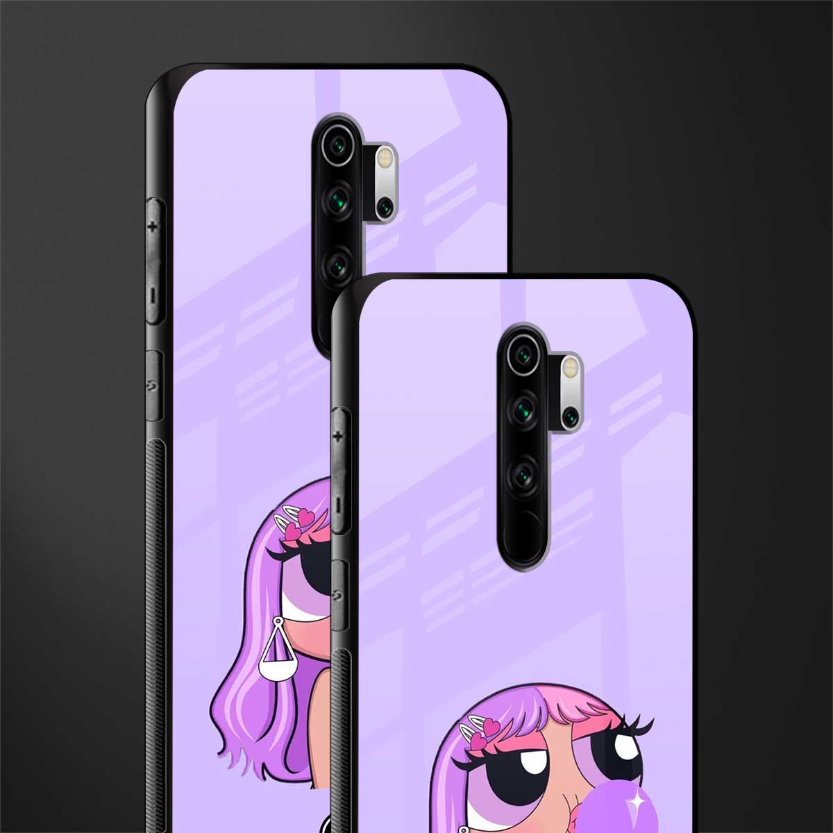 purple chic powerpuff girls glass case for redmi note 8 pro image-2