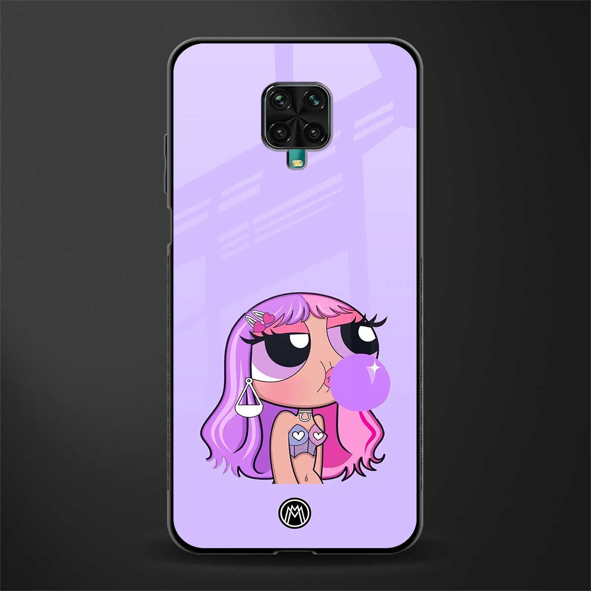 purple chic powerpuff girls glass case for redmi note 9 pro image