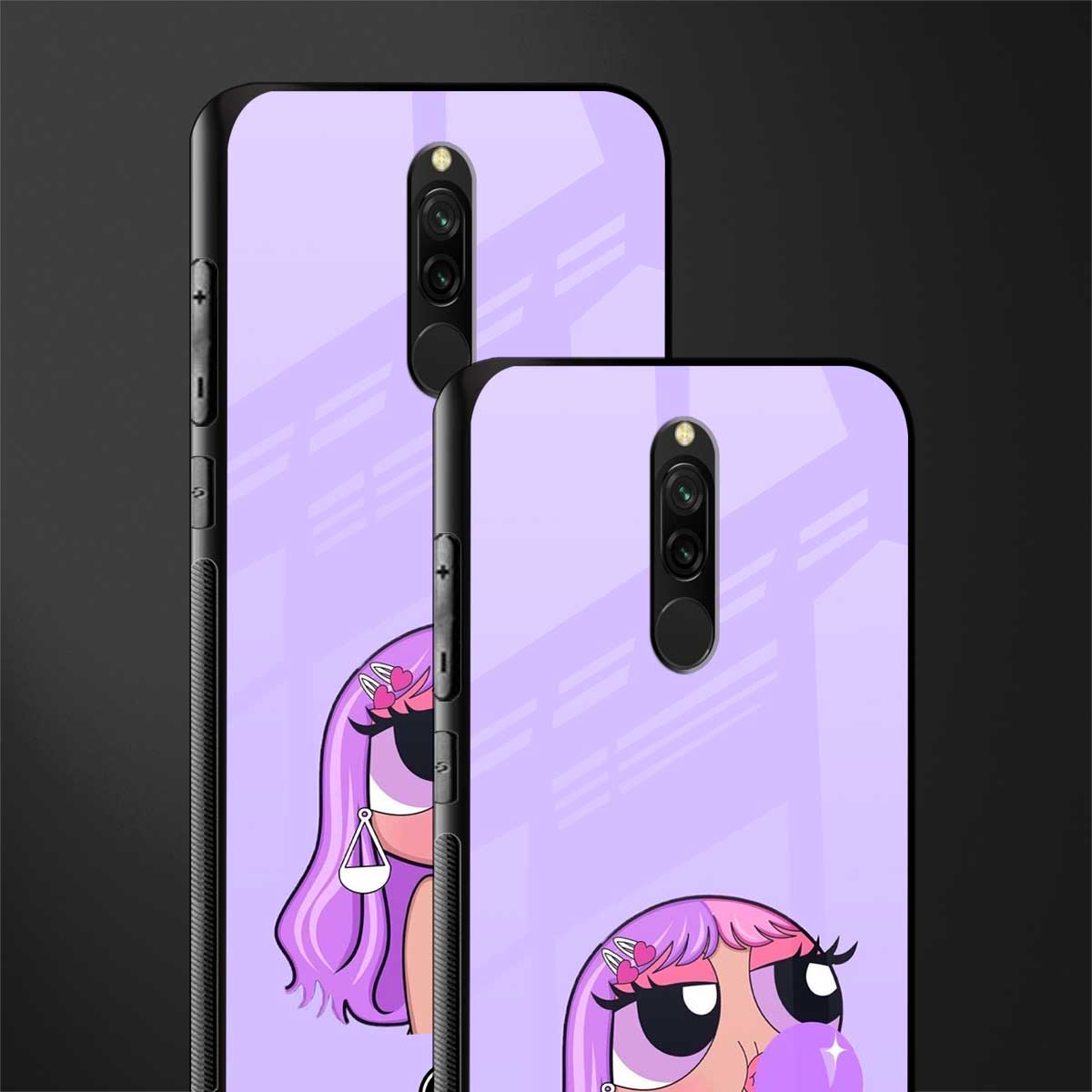 purple chic powerpuff girls glass case for redmi 8 image-2