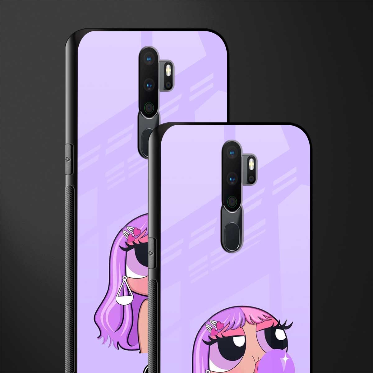 purple chic powerpuff girls glass case for oppo a9 2020 image-2