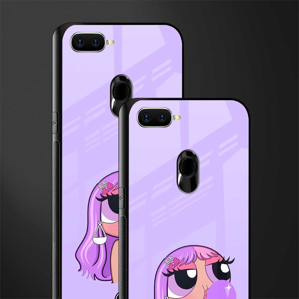 purple chic powerpuff girls glass case for oppo a7 image-2