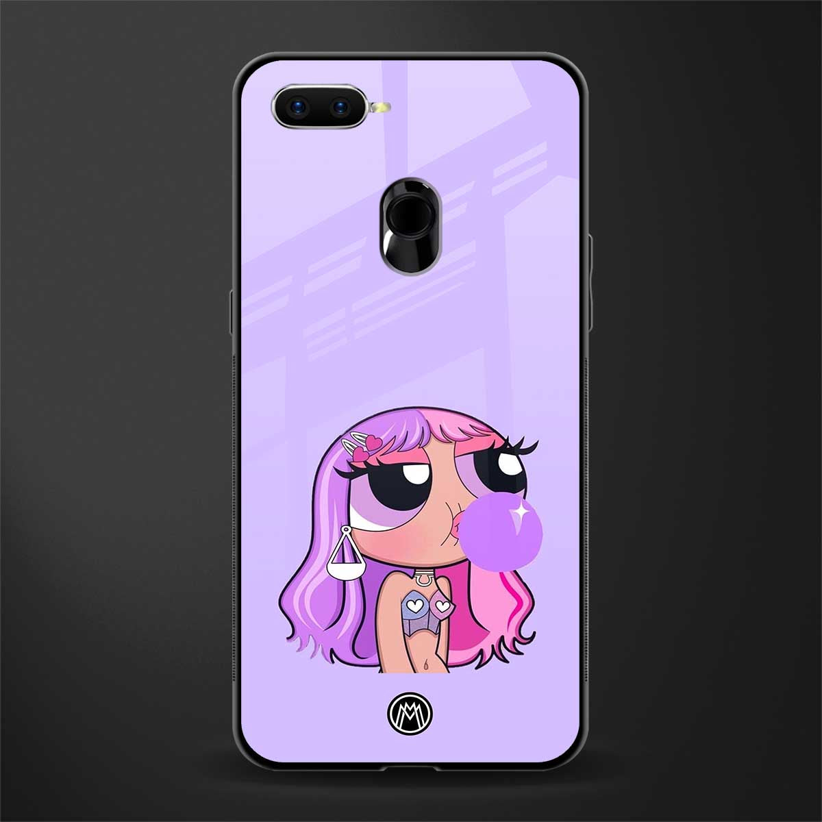 purple chic powerpuff girls glass case for oppo a5s image
