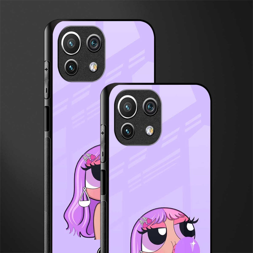 purple chic powerpuff girls glass case for mi 11 lite image-2