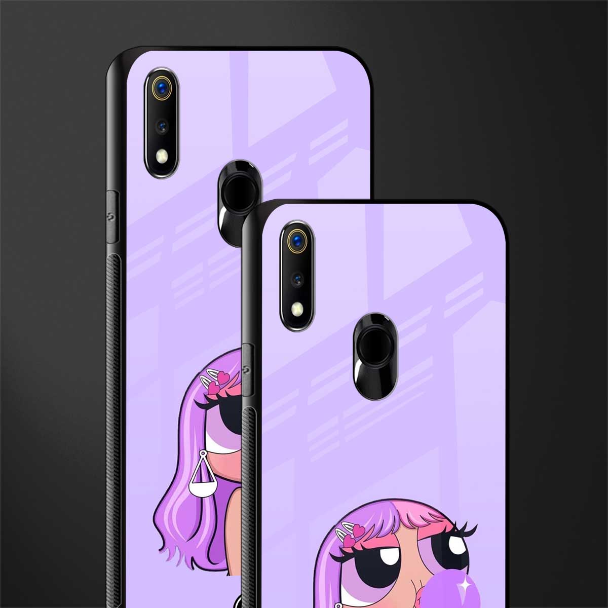 purple chic powerpuff girls glass case for realme 3 pro image-2