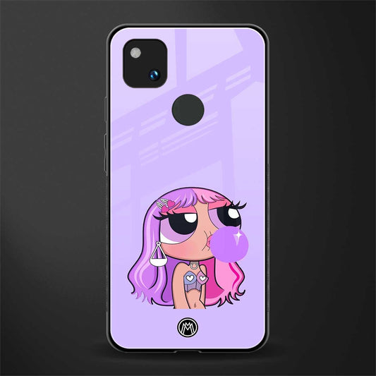 purple chic powerpuff girls back phone cover | glass case for google pixel 4a 4g