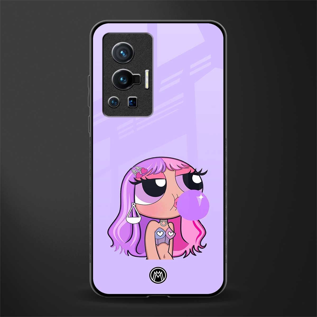 purple chic powerpuff girls glass case for vivo x70 pro image