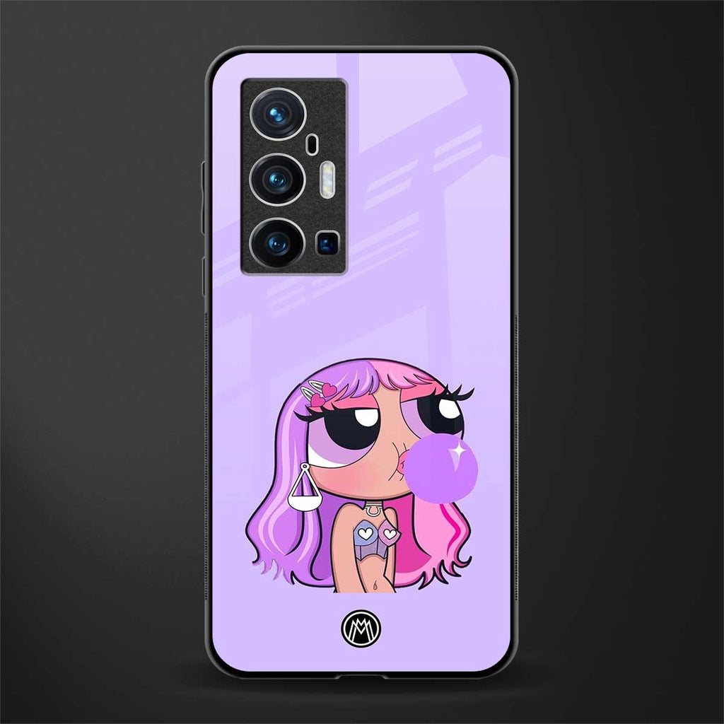 purple chic powerpuff girls glass case for vivo x70 pro plus image