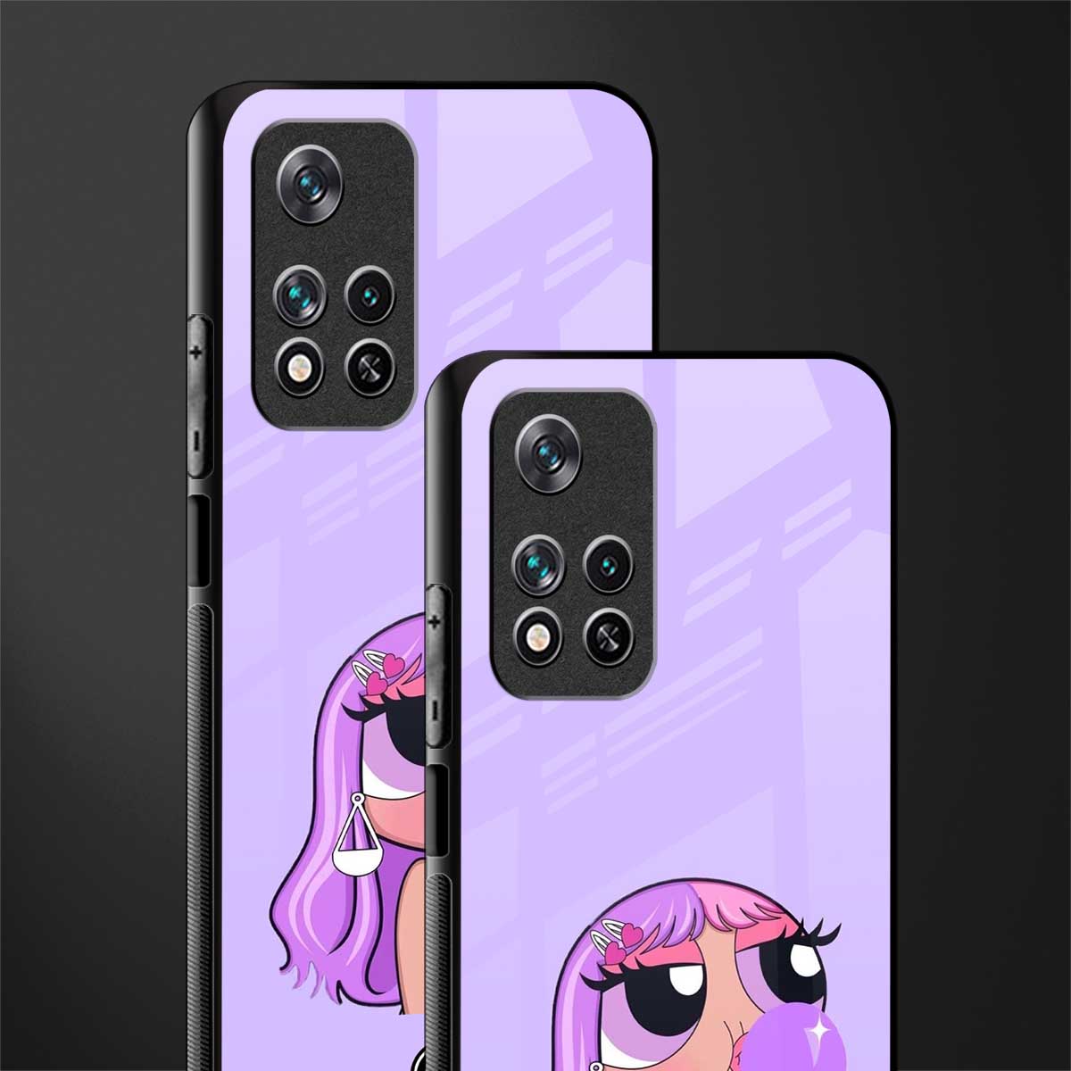 purple chic powerpuff girls glass case for poco m4 pro 5g image-2