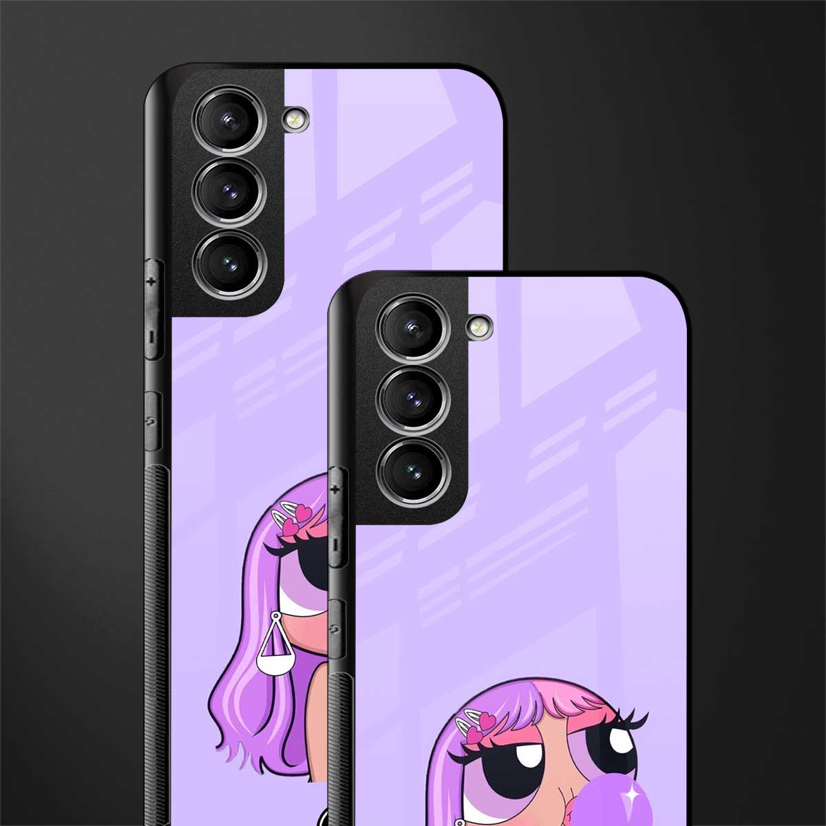 purple chic powerpuff girls glass case for samsung galaxy s21 fe 5g image-2