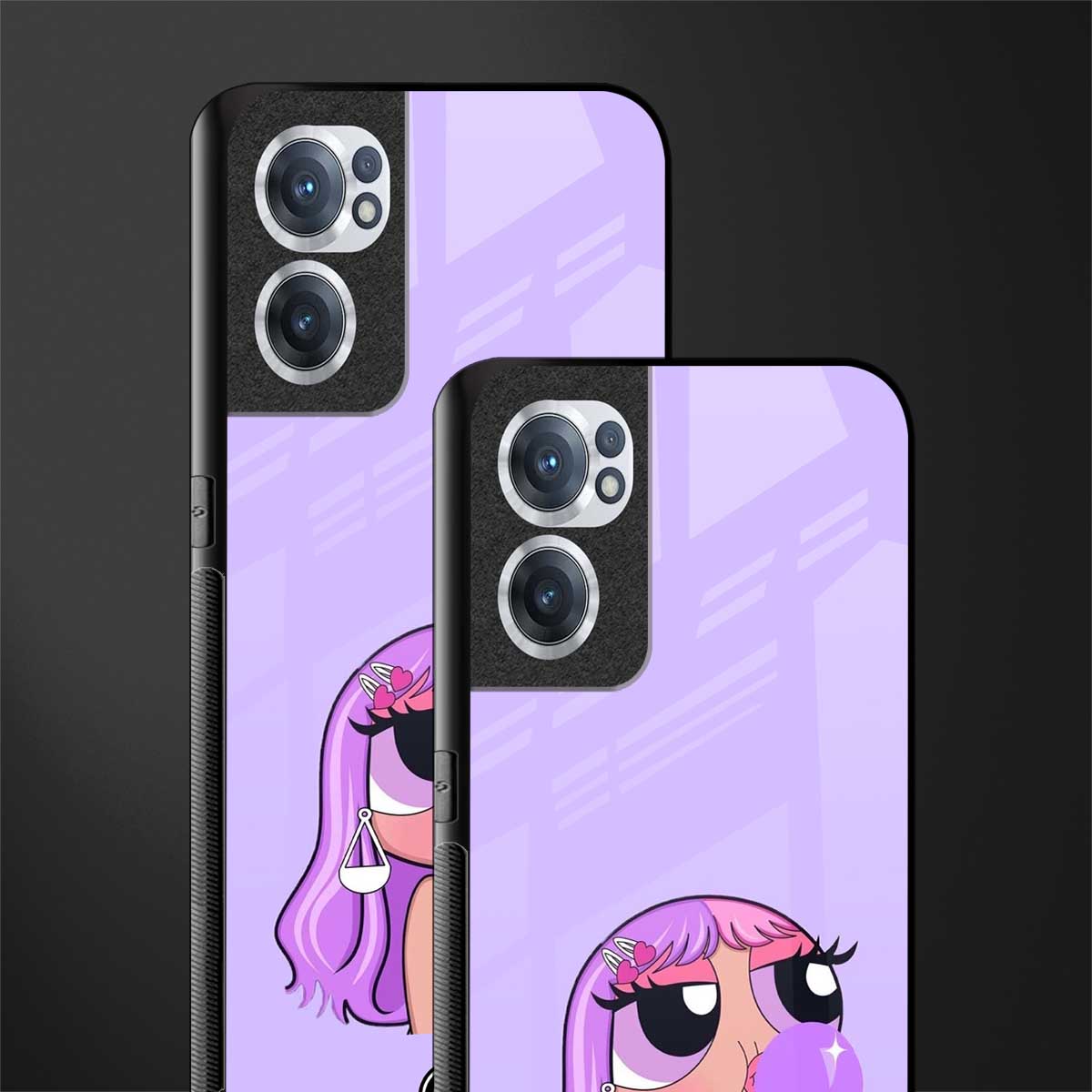 purple chic powerpuff girls glass case for oneplus nord ce 2 5g image-2