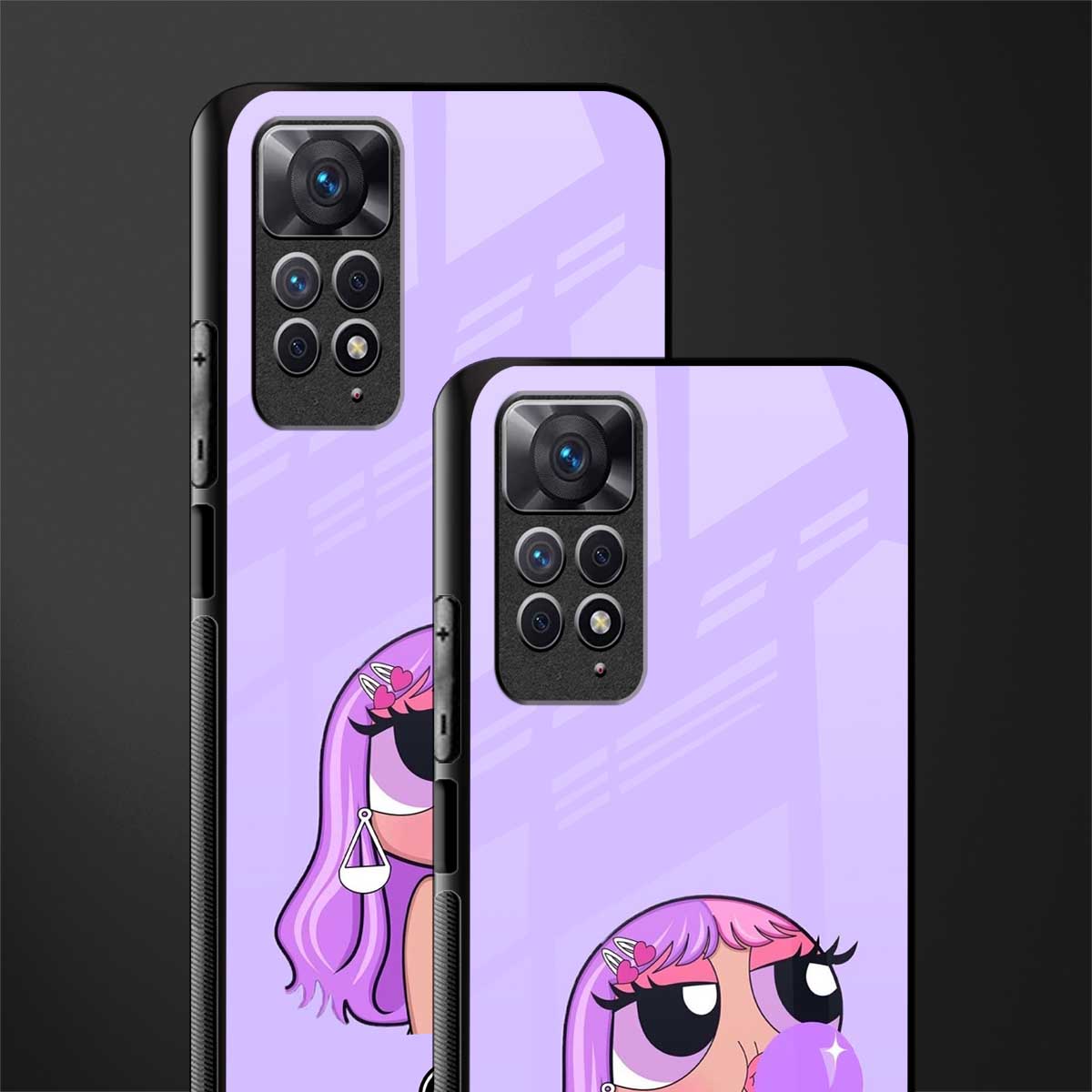 purple chic powerpuff girls glass case for redmi note 11 image-2
