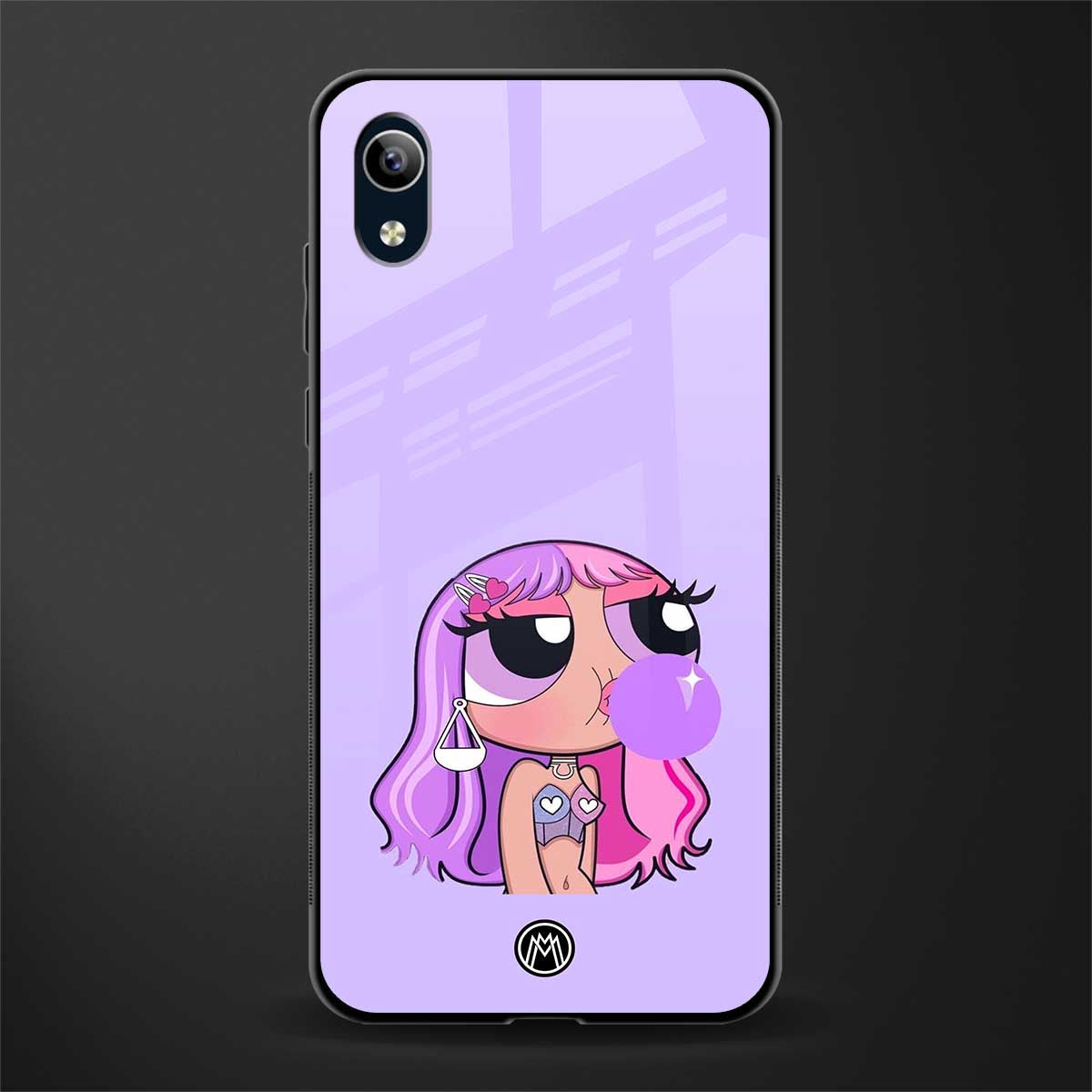 purple chic powerpuff girls glass case for vivo y1s without fingerprint image
