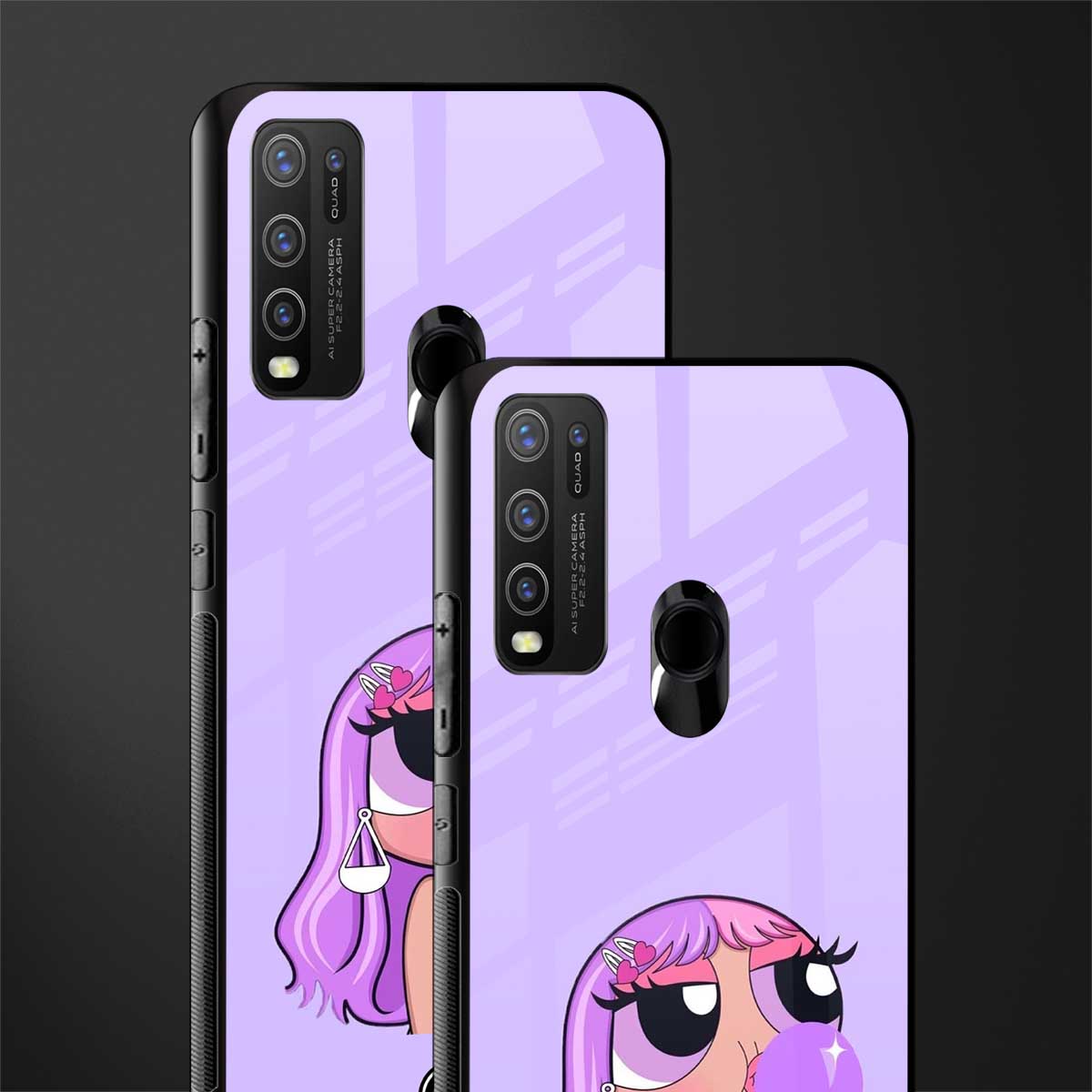 purple chic powerpuff girls glass case for vivo y30 image-2