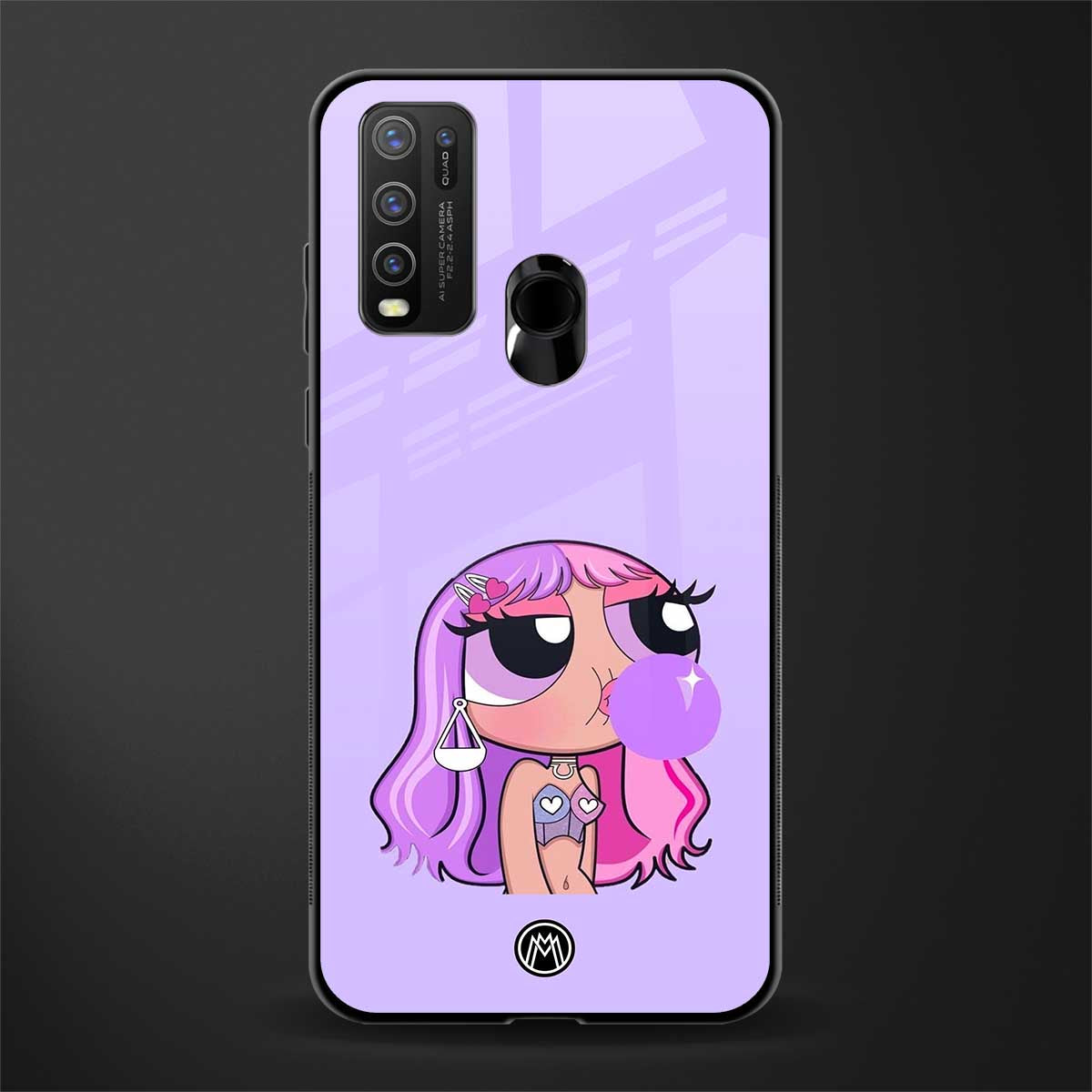 purple chic powerpuff girls glass case for vivo y50 image