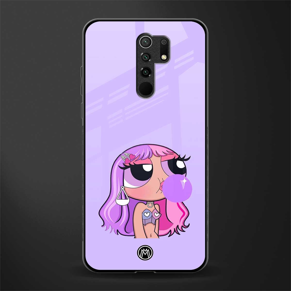 purple chic powerpuff girls glass case for redmi 9 prime image