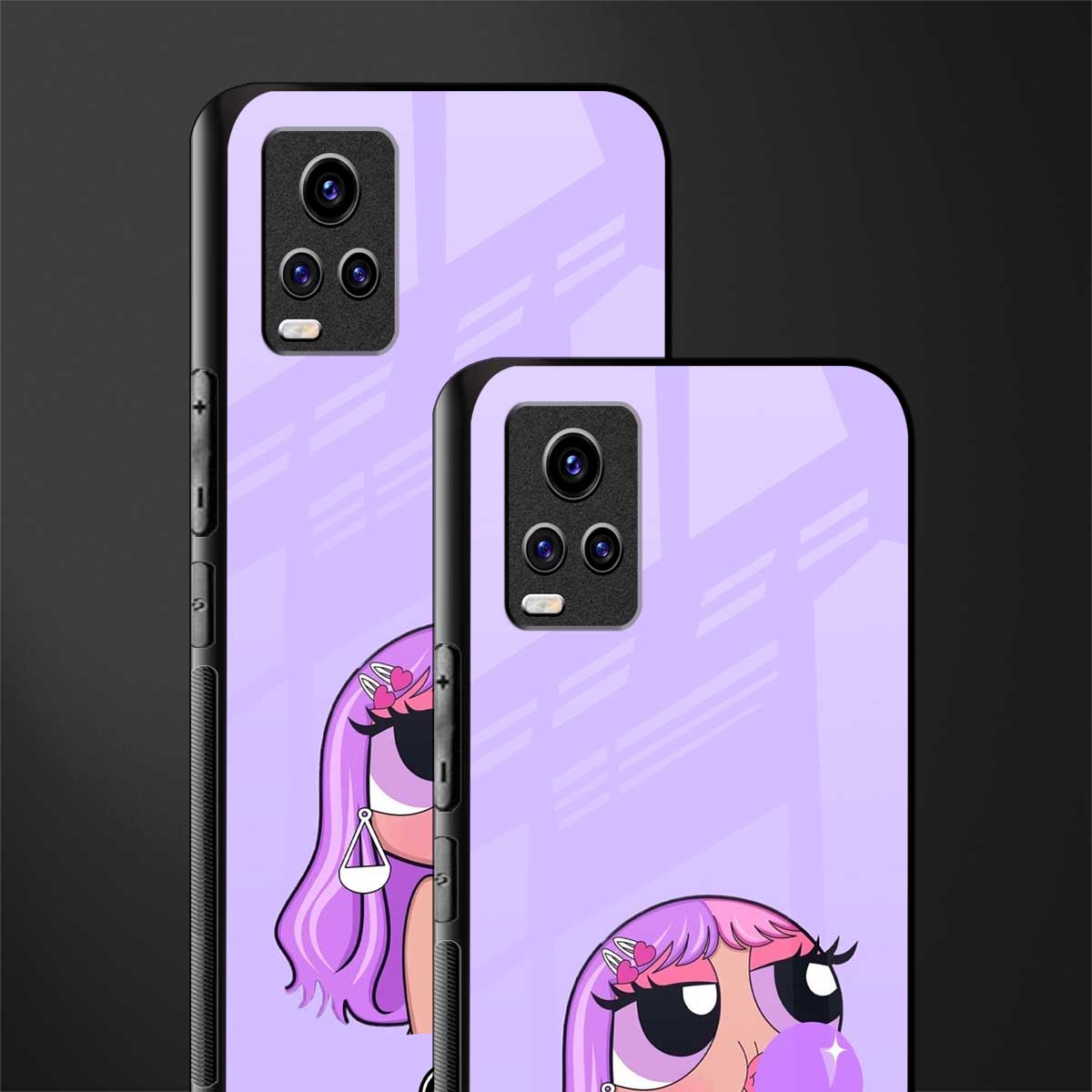 purple chic powerpuff girls glass case for vivo v20 image-2