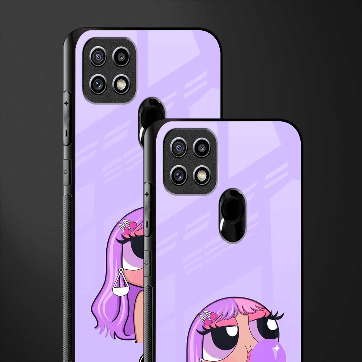 purple chic powerpuff girls glass case for oppo a15 image-2