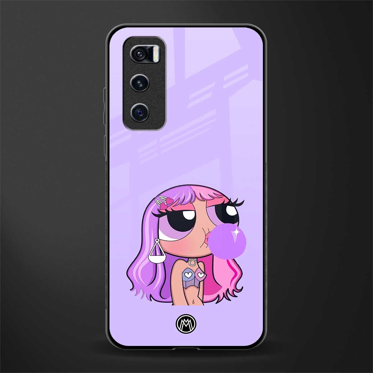 purple chic powerpuff girls glass case for vivo v20 se image