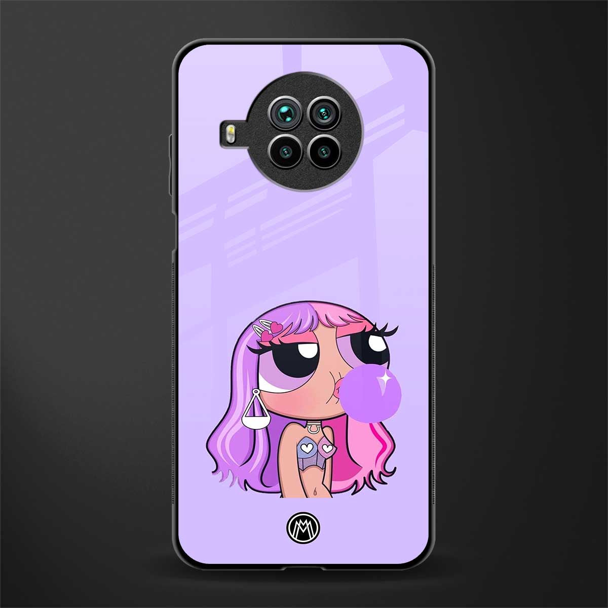 purple chic powerpuff girls glass case for mi 10i image