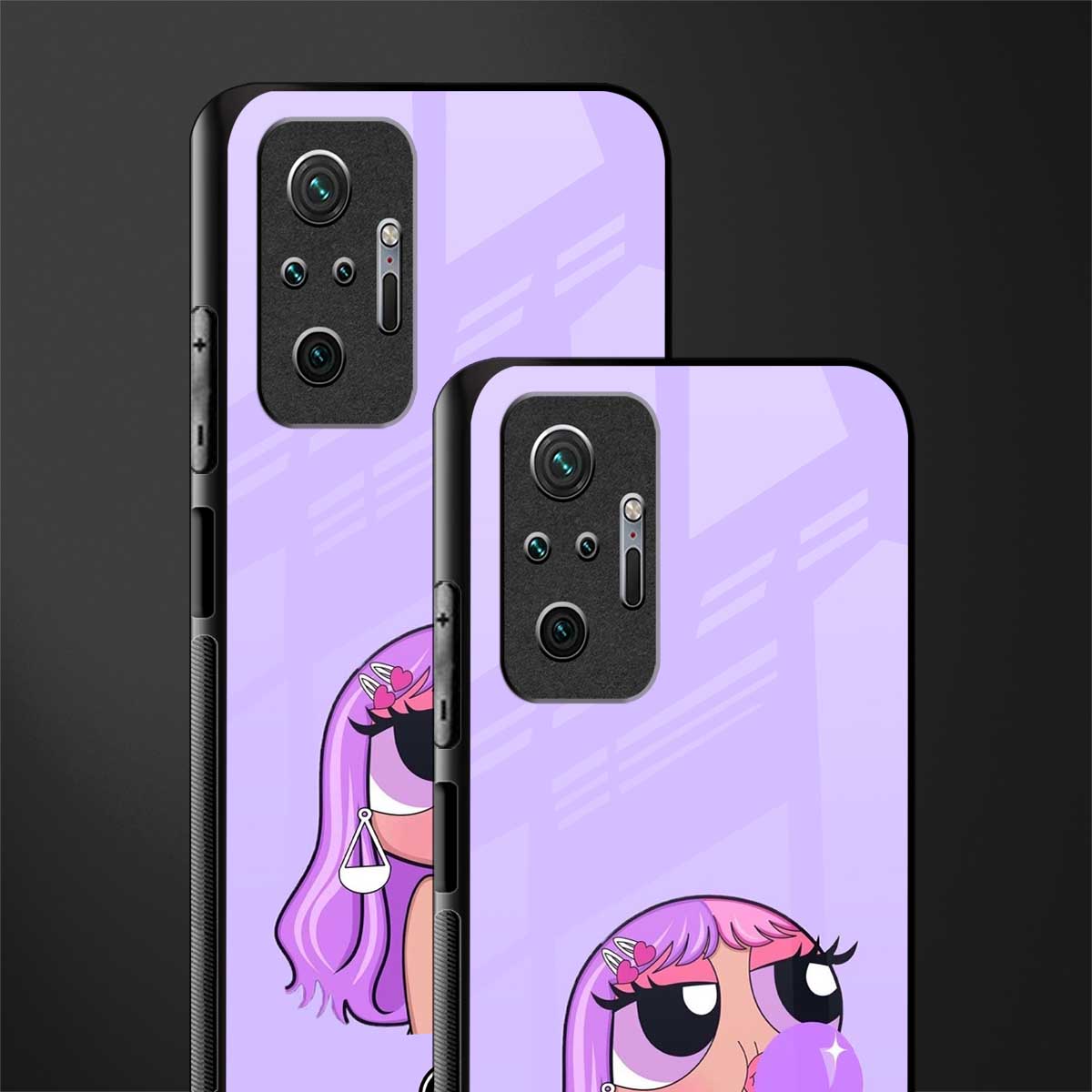 purple chic powerpuff girls glass case for redmi note 10 pro image-2