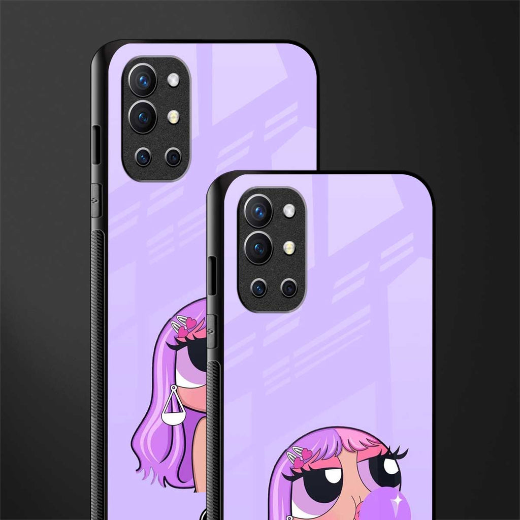 purple chic powerpuff girls glass case for oneplus 9r image-2