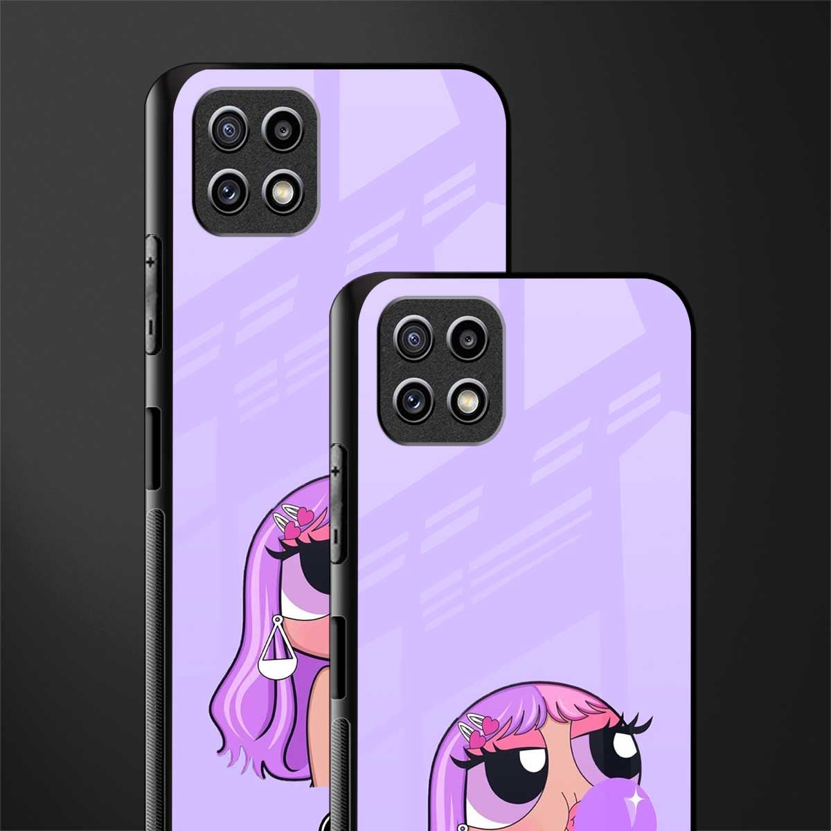 purple chic powerpuff girls glass case for samsung galaxy a22 5g image-2
