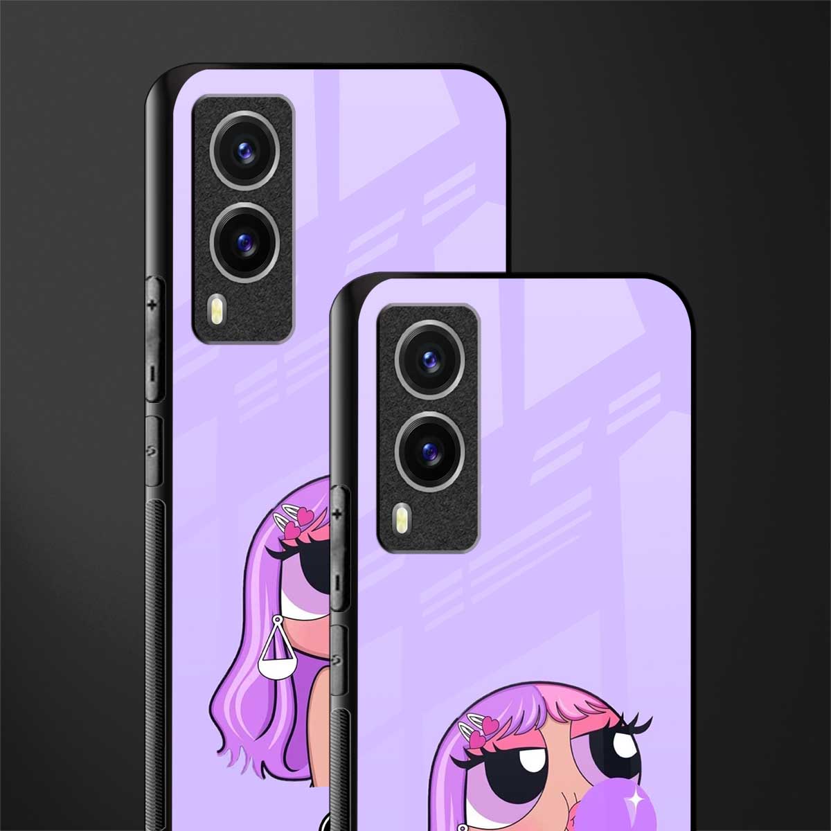 purple chic powerpuff girls glass case for vivo v21e 5g image-2