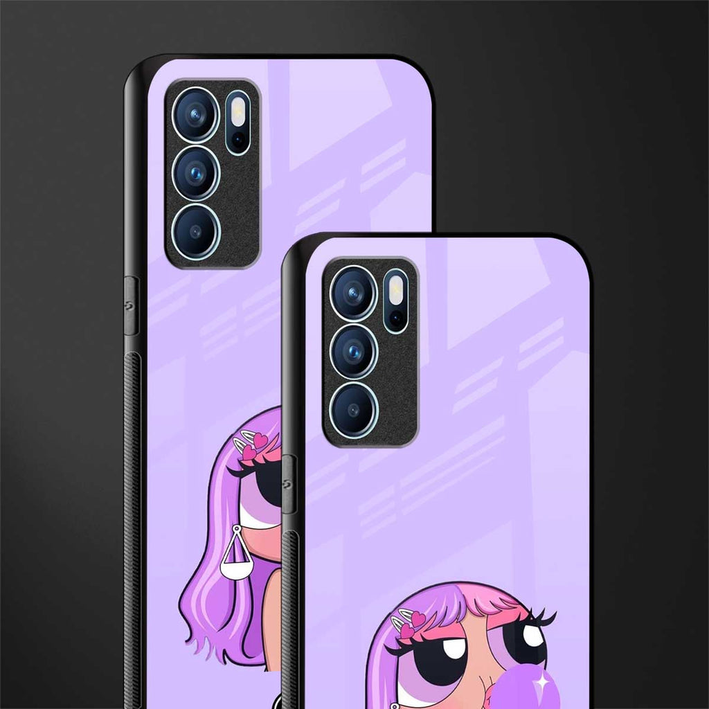 purple chic powerpuff girls glass case for oppo reno6 pro 5g image-2