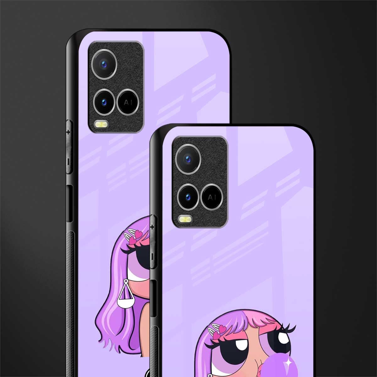 purple chic powerpuff girls glass case for vivo y33s vivo y33t image-2