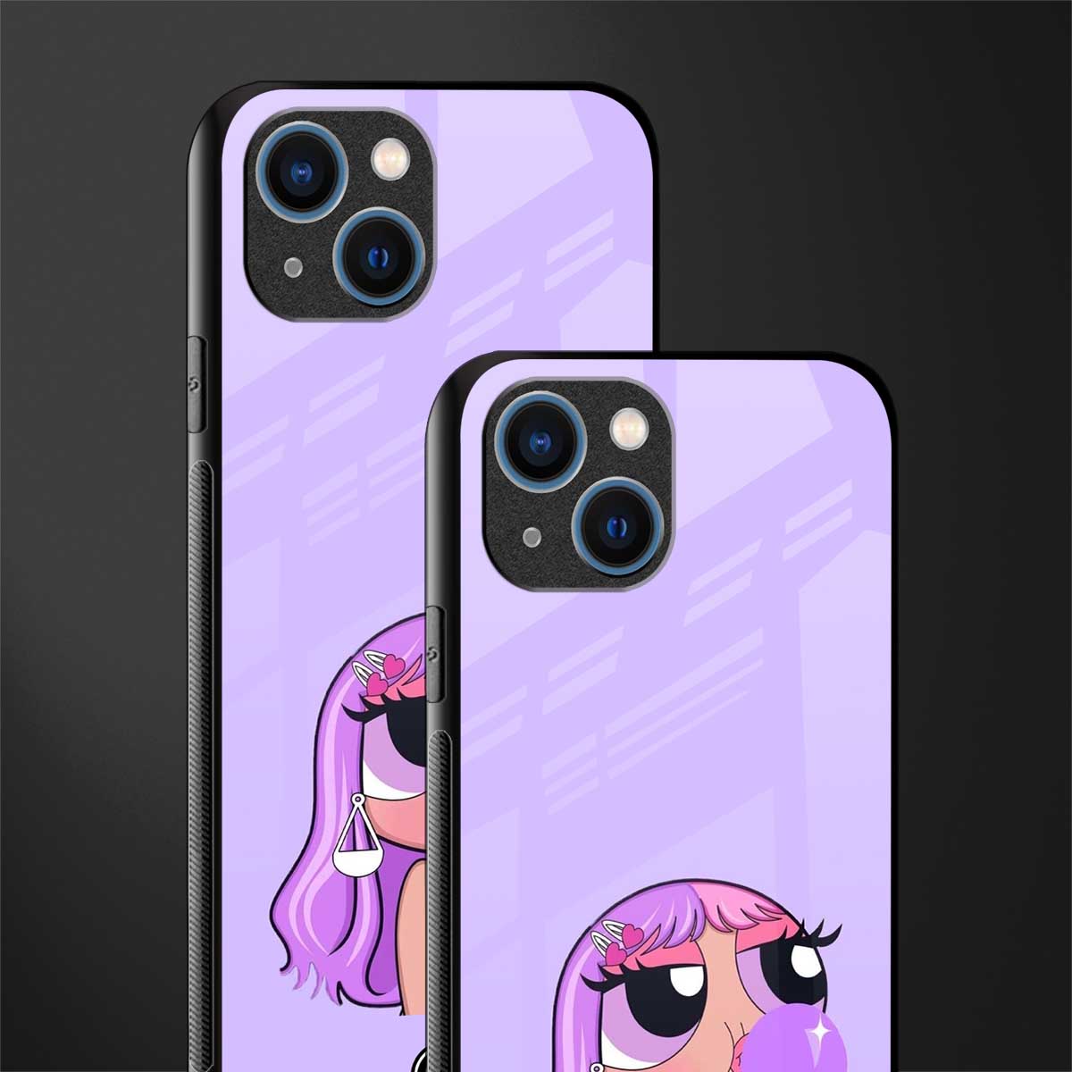 purple chic powerpuff girls glass case for iphone 14 image-2