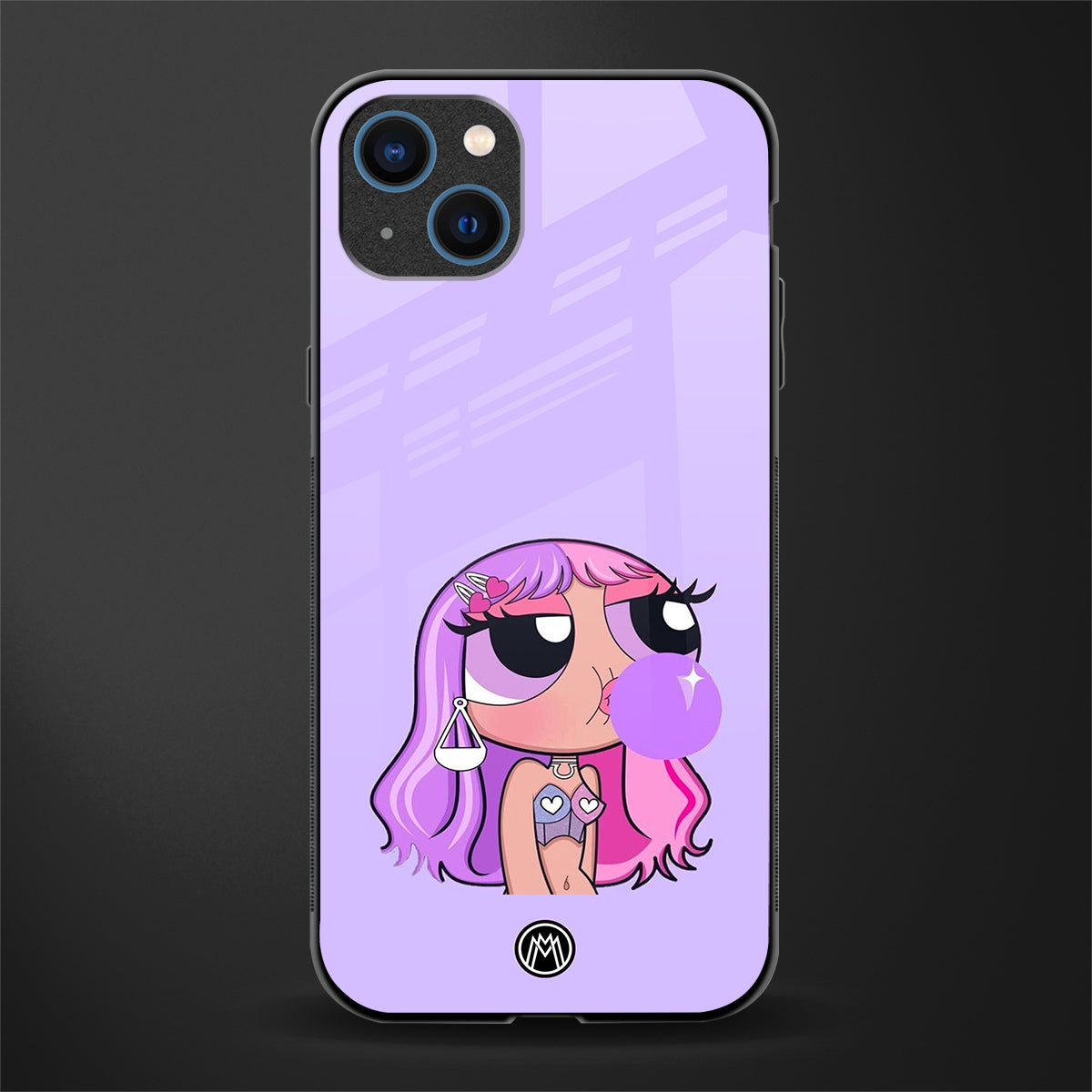 purple chic powerpuff girls glass case for iphone 14 image