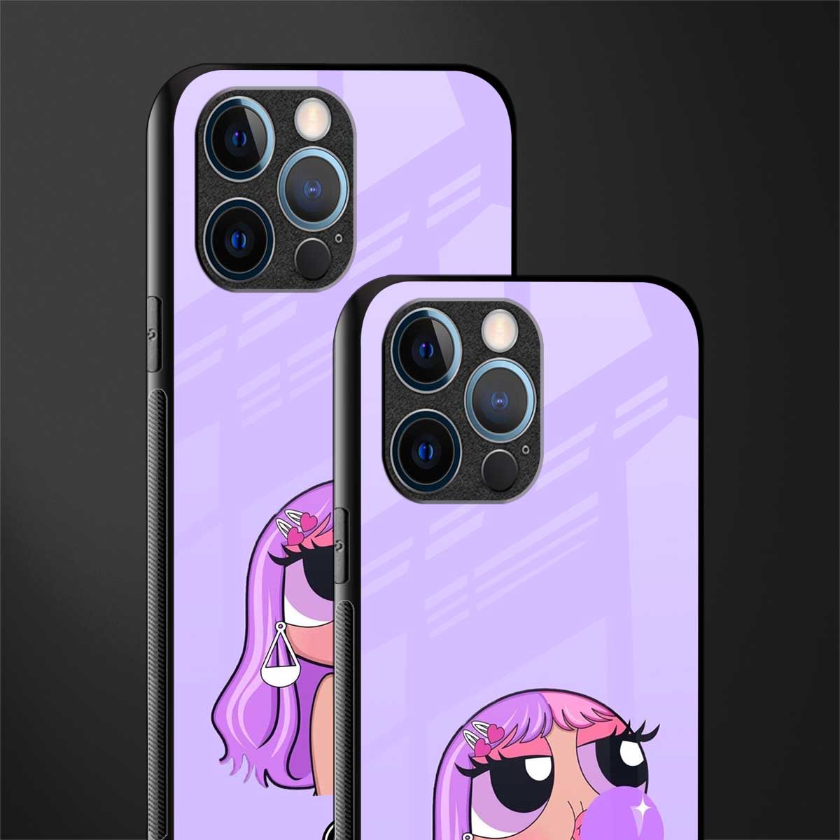 purple chic powerpuff girls glass case for iphone 12 pro image-2