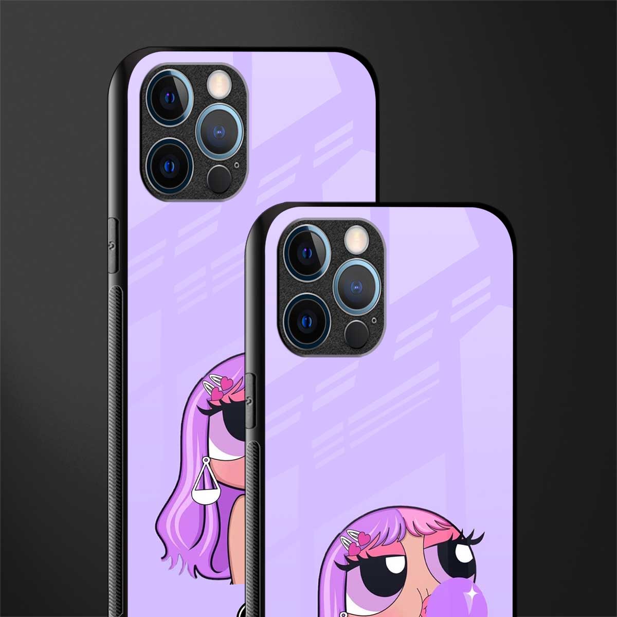 purple chic powerpuff girls glass case for iphone 12 pro max image-2