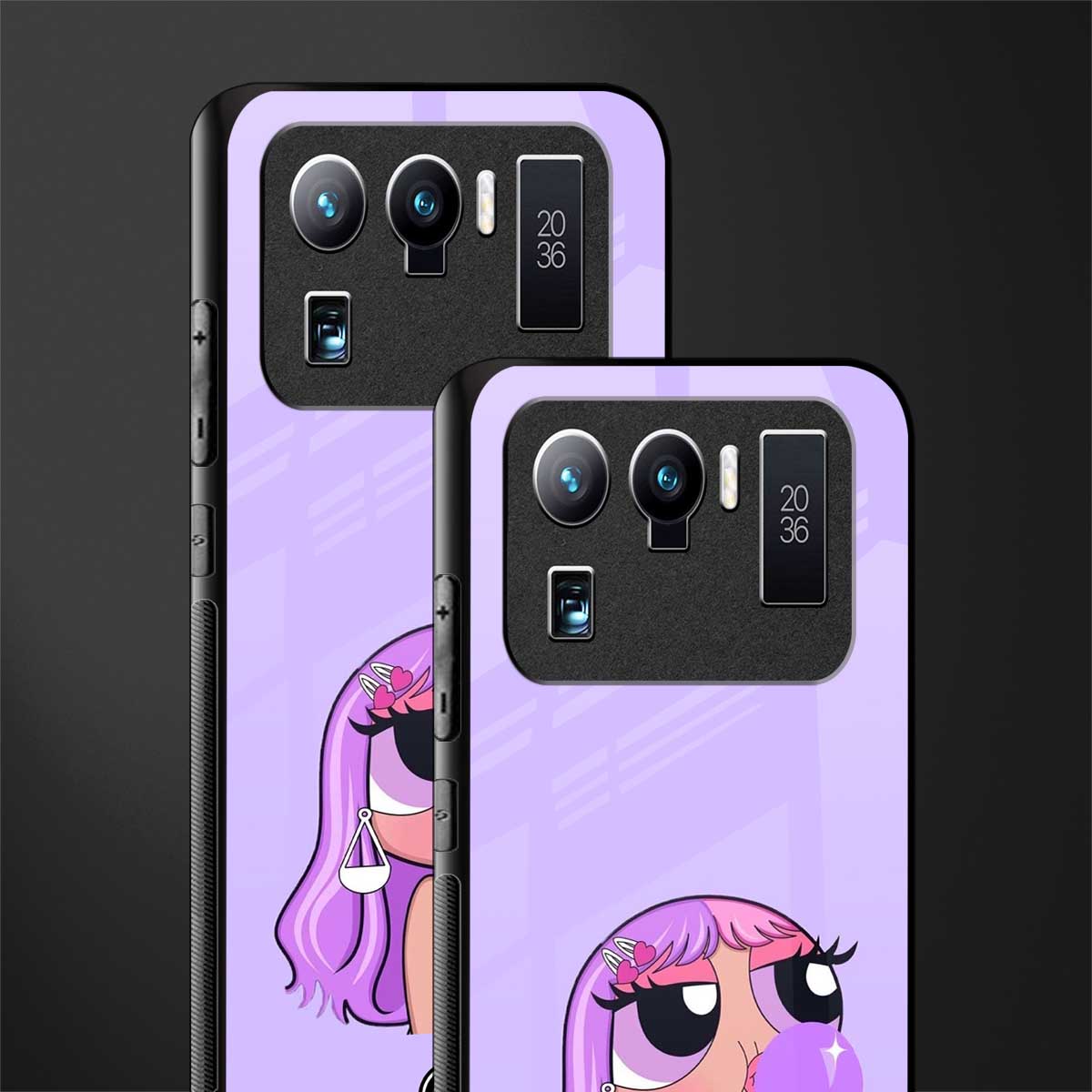 purple chic powerpuff girls glass case for mi 11 ultra 5g image-2
